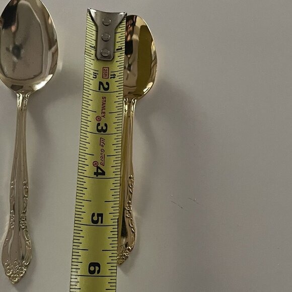 Gold Tone Flatware Stainless Red Wood Box China 45 pc Service for 8 Lightweight - Picture 13 of 16